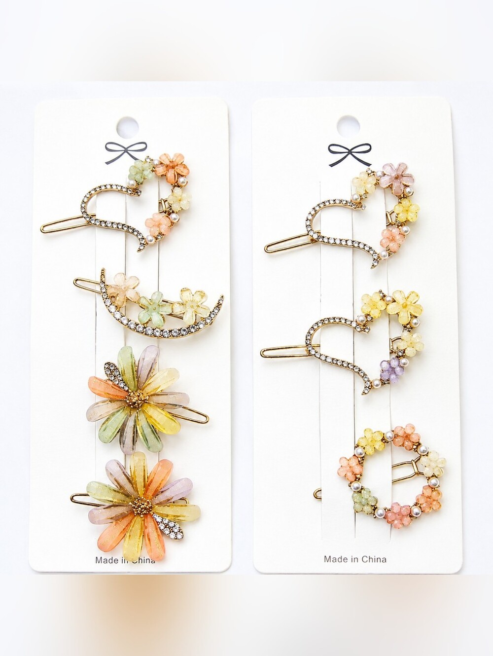 Pastel Floral Hair Clip‎ Set – 8 Decorative Hair Barrettes  Rhinestone